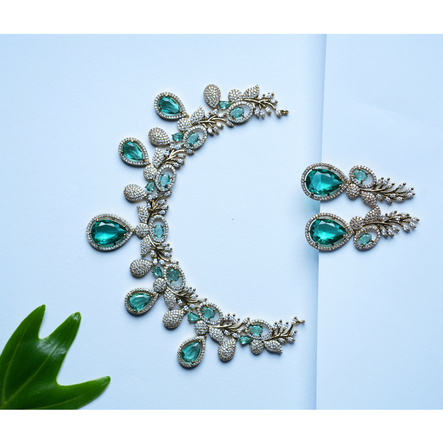 Opulent Victorian Necklace with Mint Green Details