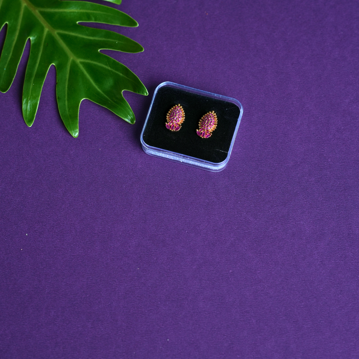 Elegant Pink Stone Stud Earrings