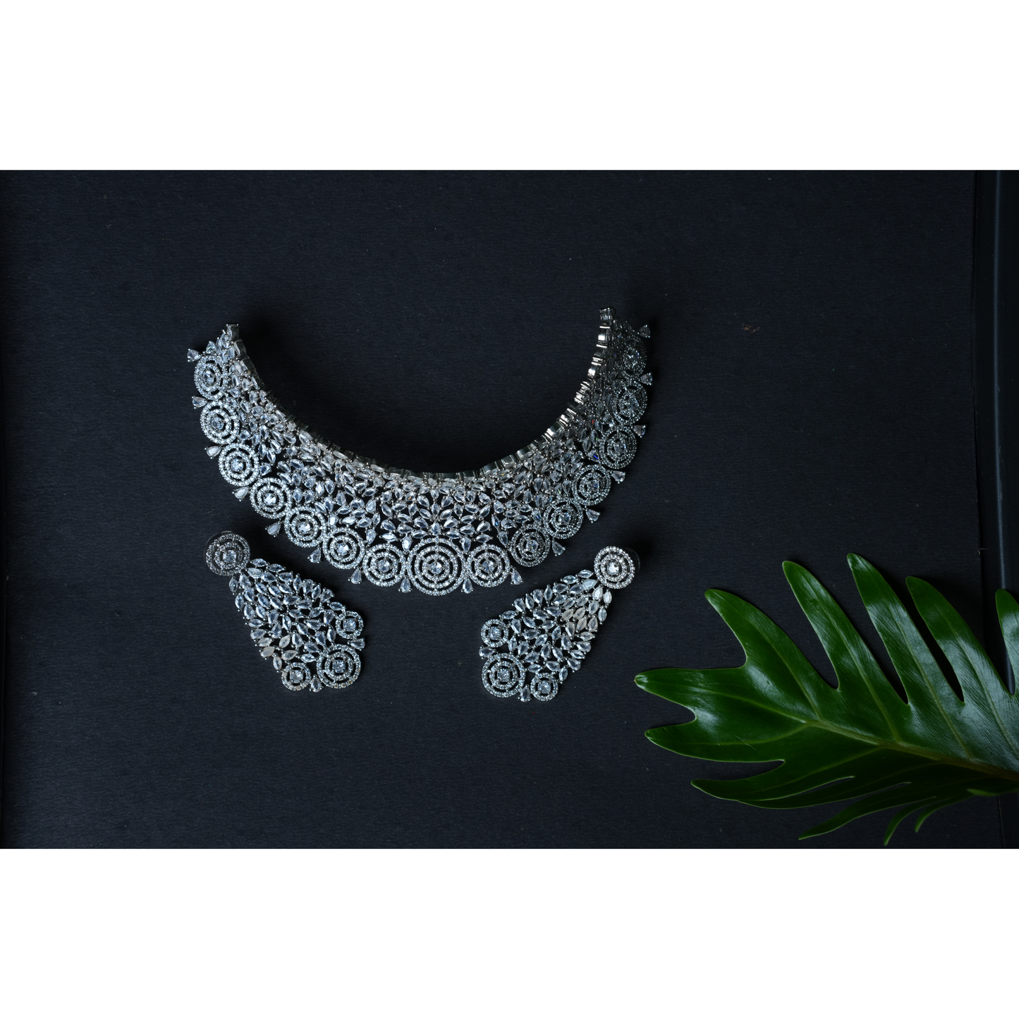 Elegant Full White Stones American Diamond Necklace