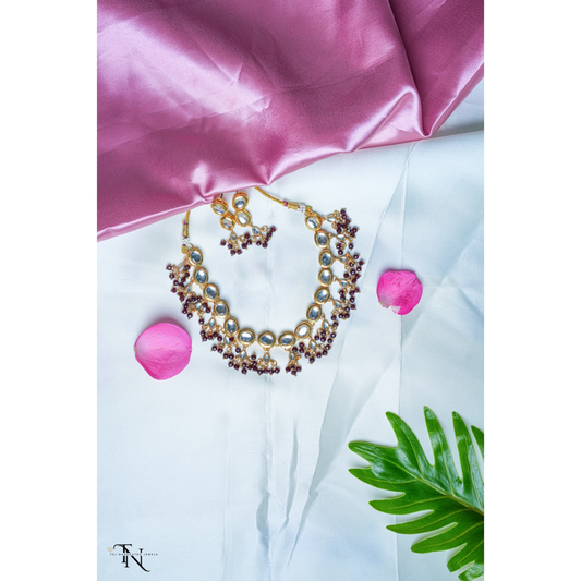 Tiani Kundan Necklace with Earrings – Versatile 2-Sided Design