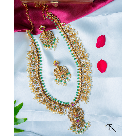 Elegant Guthapusala Haram with Beautiful Earrings