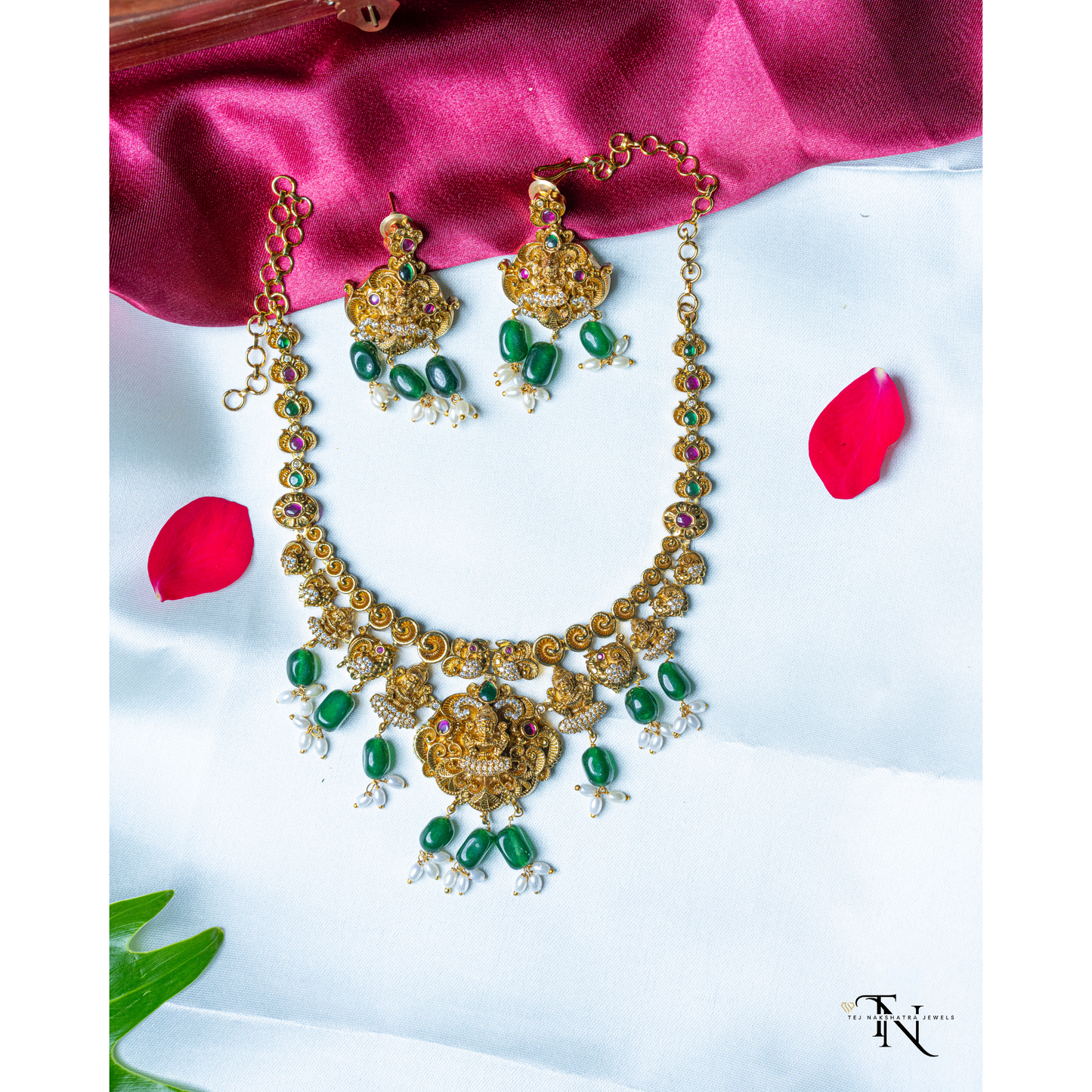 Antique Nakshi Necklace Set with Matching Earrings