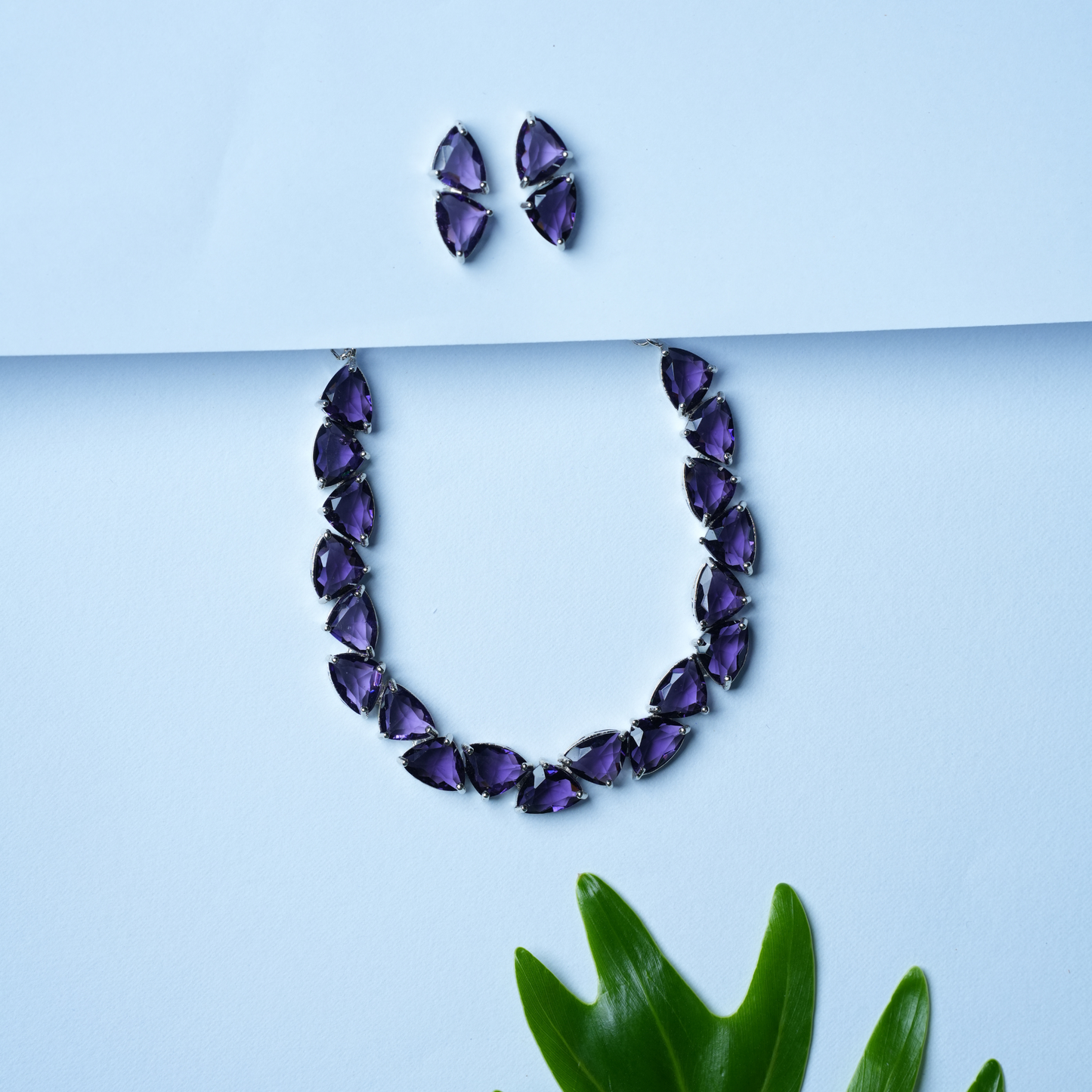 Sleek American Diamond Set – Purple & Lavender Mix Elegance