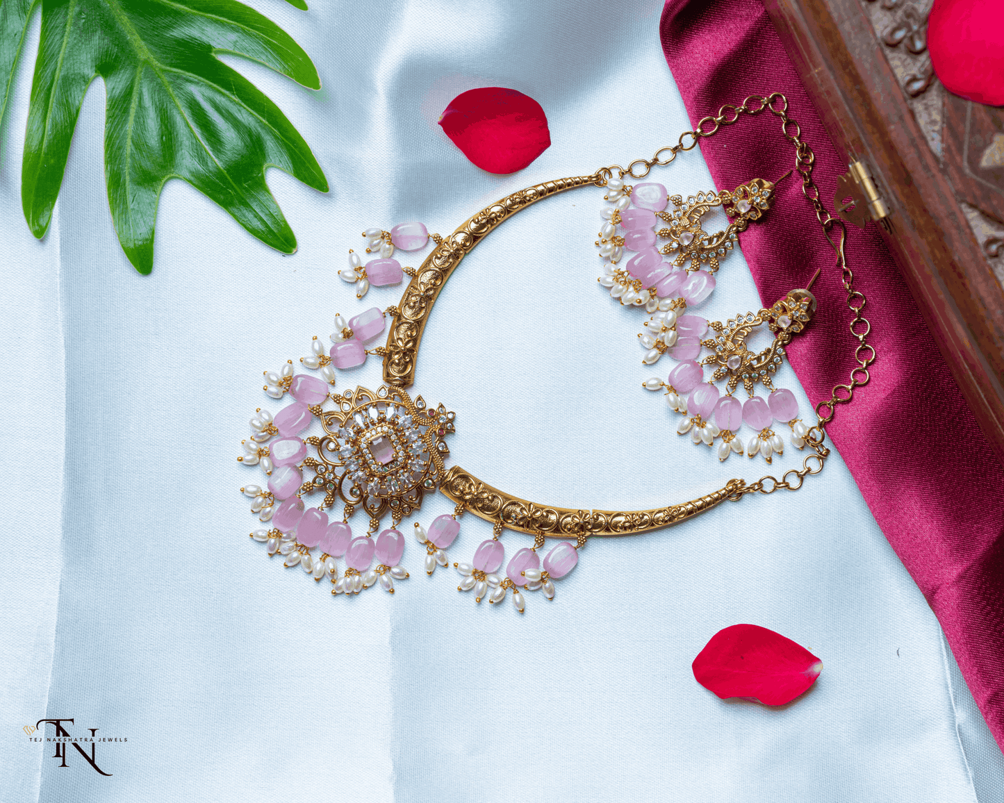 Pink Radiance Designer Necklace Set with Earrings