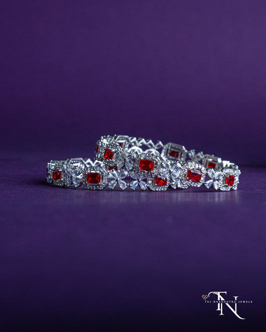 American diamond Bangles - Red stones